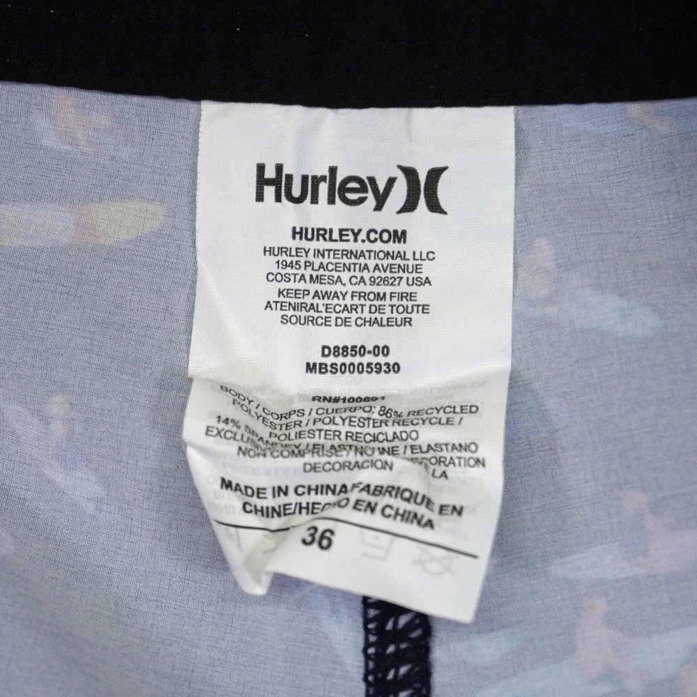 NEW Hurley Board Shorts Mens 36 Blue Ben Carlson Foundation Surfer Print Phantom